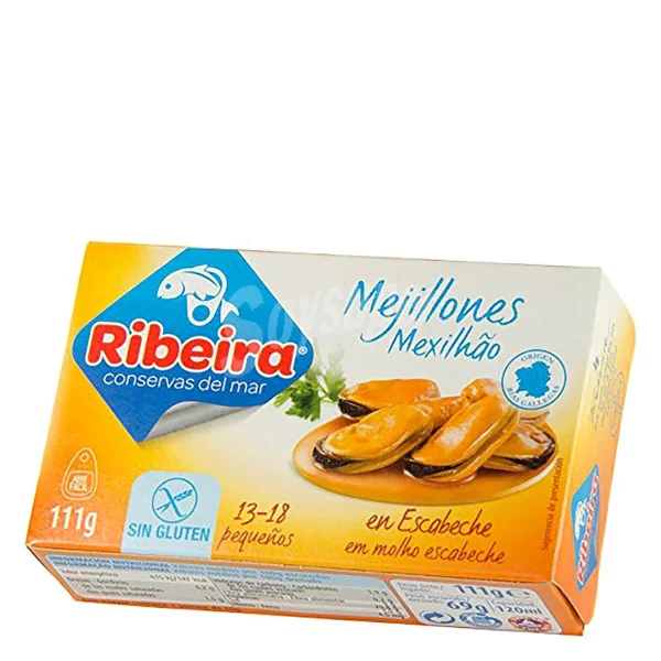 CONSERVA DE MEJILLONES EN ESCABECHE 13/18 SIN GLUTEN RIBEIRA
