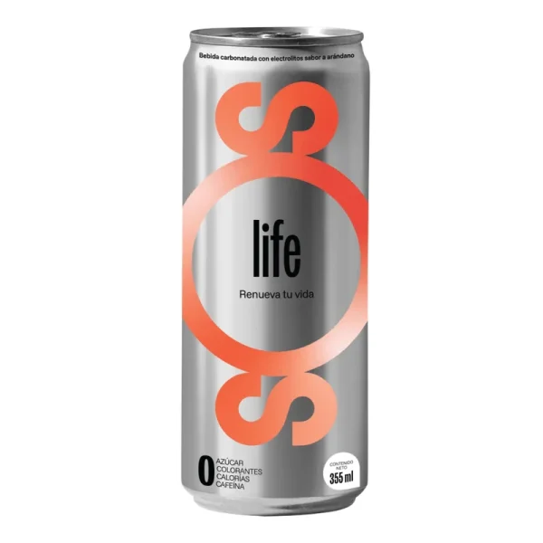 BEBIDA CARBONATADA CON ELECTROLITOS SABOR A ARANDANO LATA 355 ML LIFE SOS
