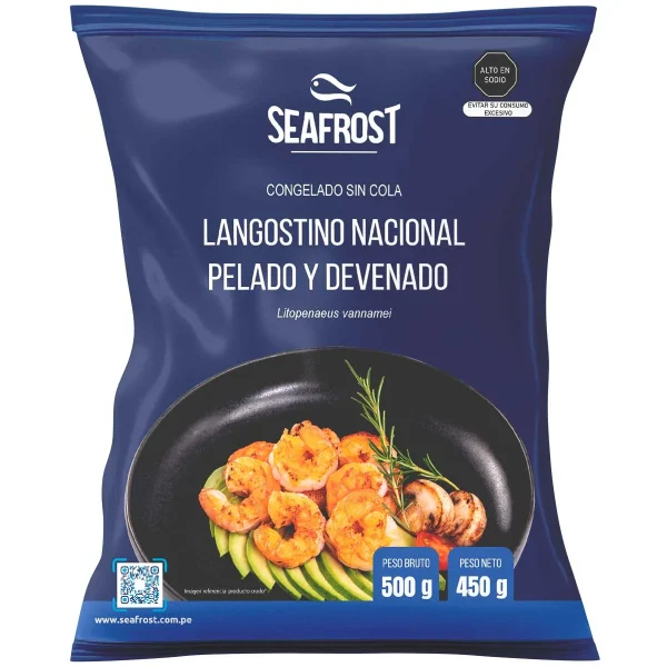 LANGOSTINO COLA PYD MEDIANO IQF SF VANNAMEI 500 GR SEAFROST