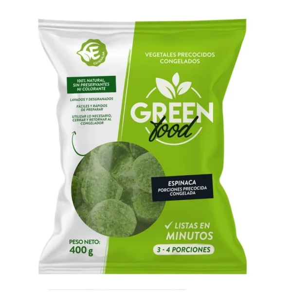 ESPINACA HOJA EN PORCIONES PRECOCIDA 400 GR GREEN