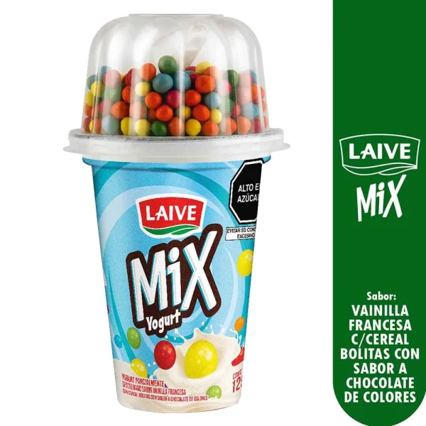 YOGURT MIX LAIVE VAINILLA/BOLITAS DE COLORES COPA 125 GR LAIVE