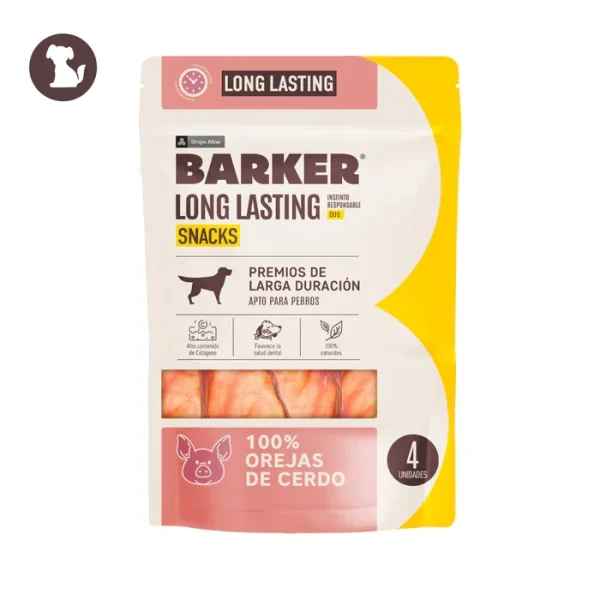LONG LASTING SNACKS OREJAS DE CERDO X4 UNID BARKER