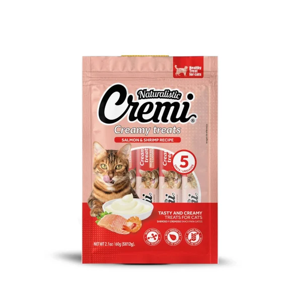 CREAMY TREATS SALMON WITH SHRIMP RECIPE (5X12G) 60 GR CREMI